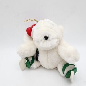 Coca-Cola Polar Bear Plush Ornament Holding Coke Bottle 5" Christmas Vtg 1998